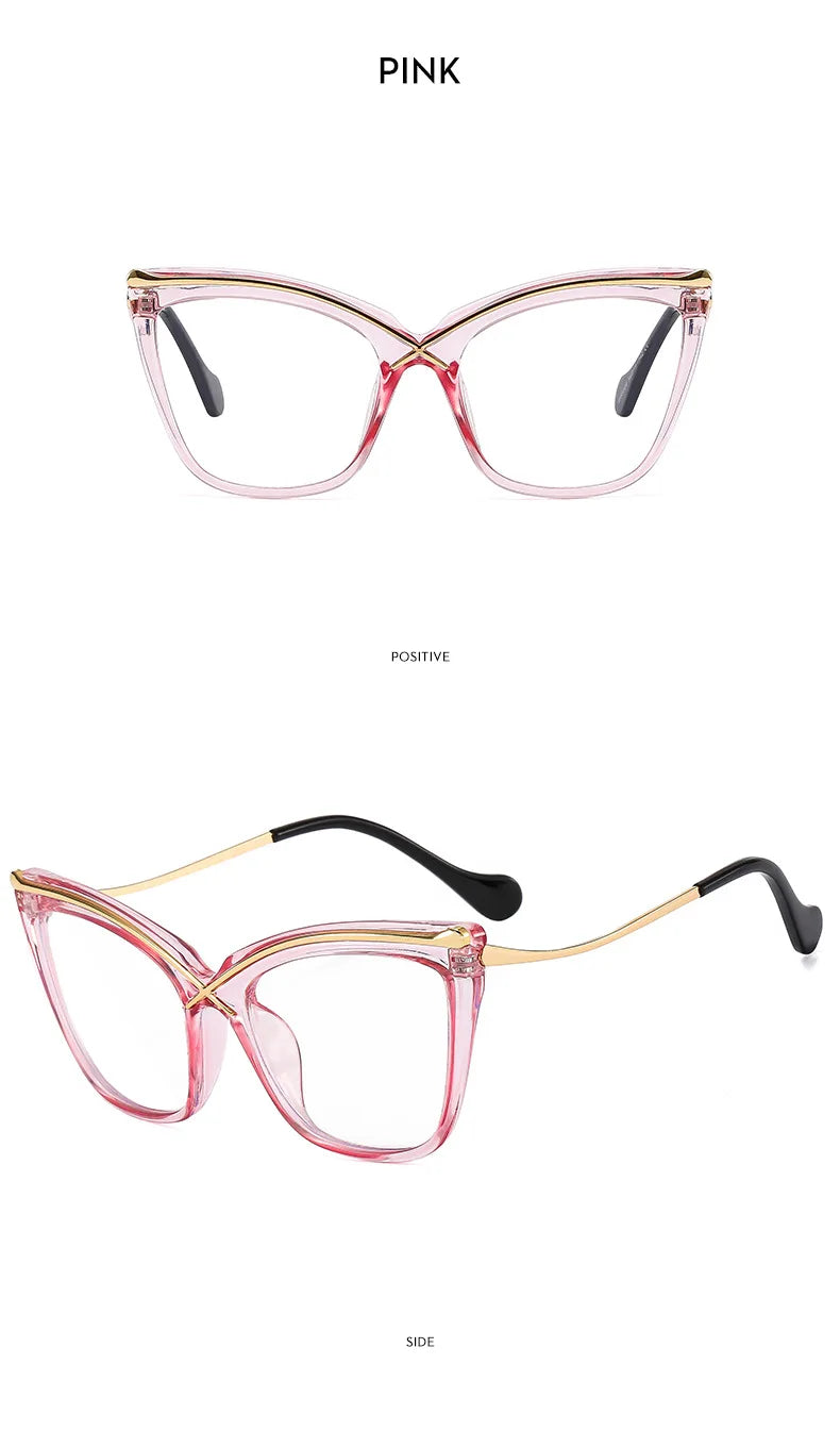 New Fashion Retro Anti Blue Light Cat Eye Glasses For Women Vintage Ladies Clear Computer Reding Eyeglasses Trending Wholesale