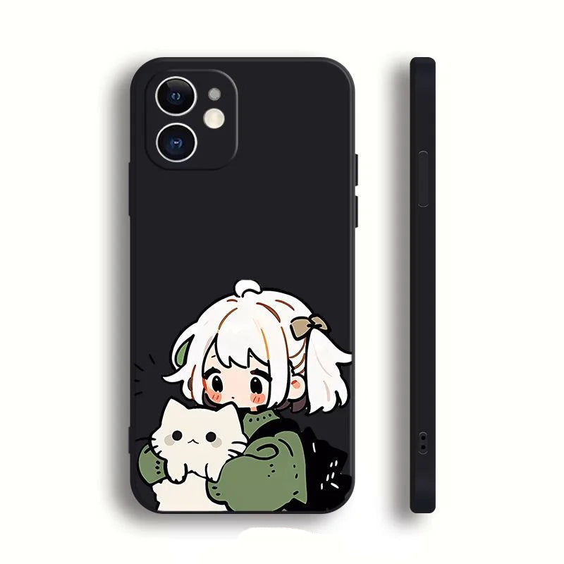 Girls Boys Couple Phone Case For IPhone 13 12 11 14 15 Pro XS MAX 7 8 Plus Mini X XR SE2 Cute Cartoon Cell Phone Cases Covers