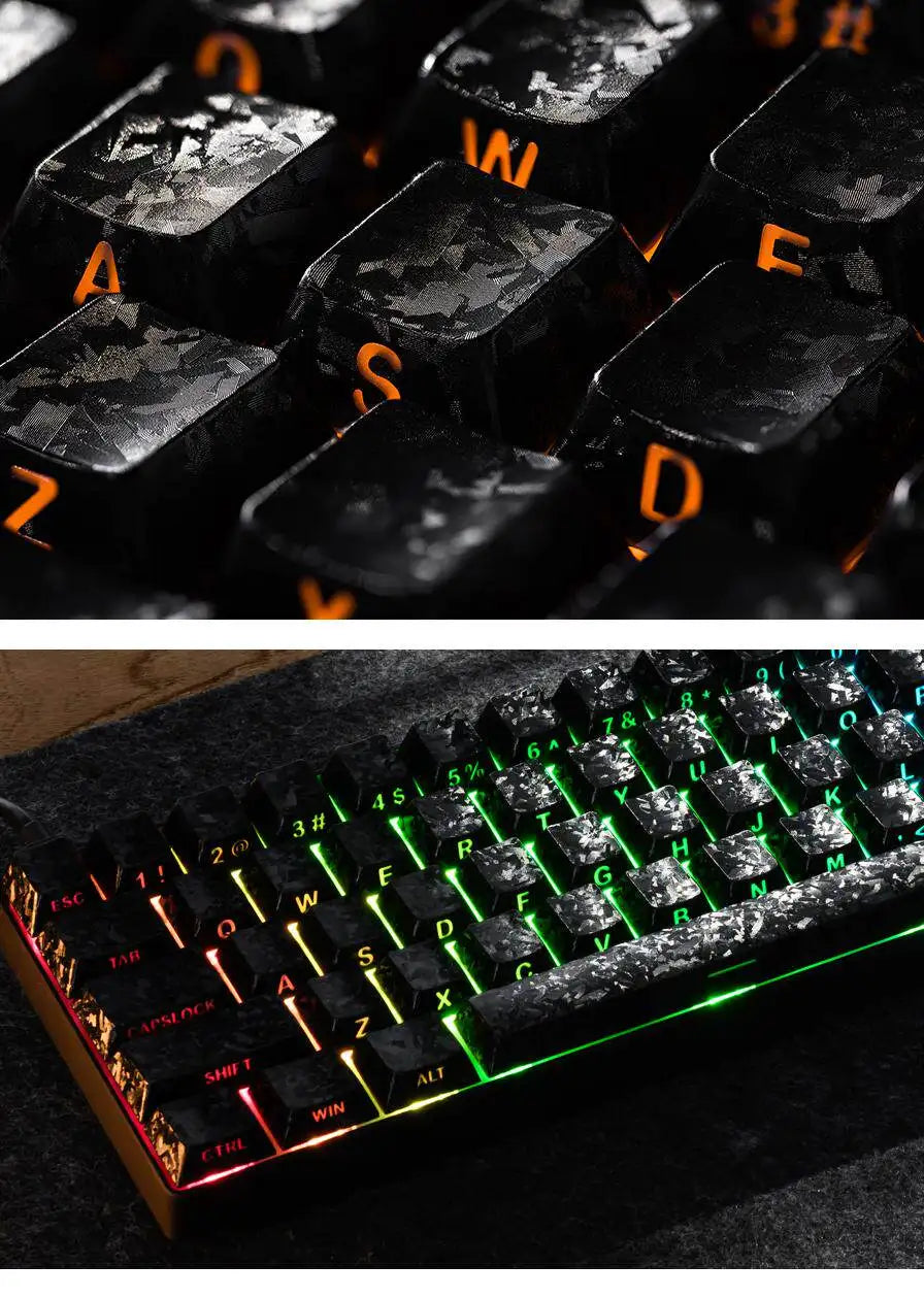 Carbon fiber white ice carbon pattern keycap transparent ev63 keyboard side engraved wootingAce68 keycap