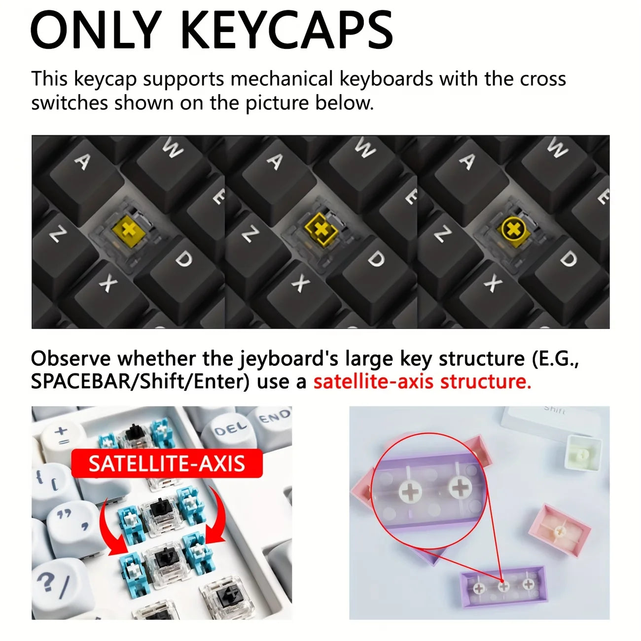 Carbon Fiber PBT Keycaps, Cherry MX Compatible, Cross Stem, Shine-Through Backlit, Side-Engraved, Cherry Profile, 6.25U Spacebar