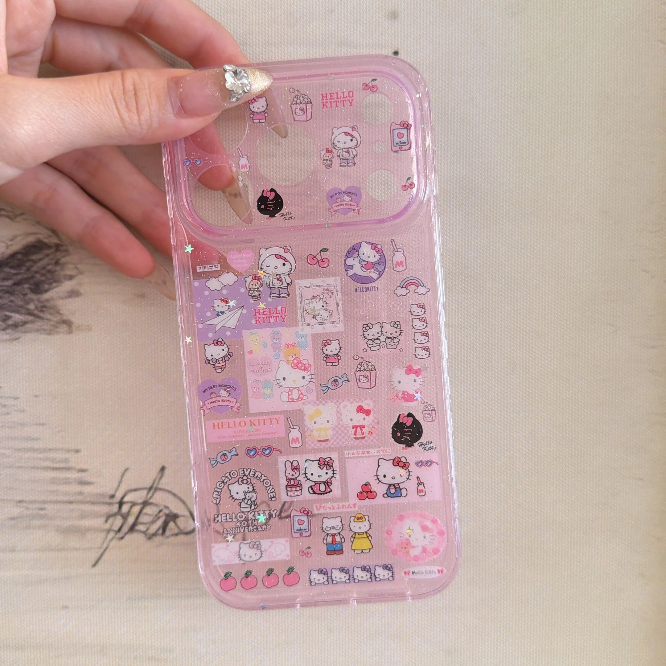 Girls Fashion Cute Cartoon For Hello Kitty Purple Case For iPhone 17 16 15 14 Pro Max Luxury Shockproof Protective Phone Cover