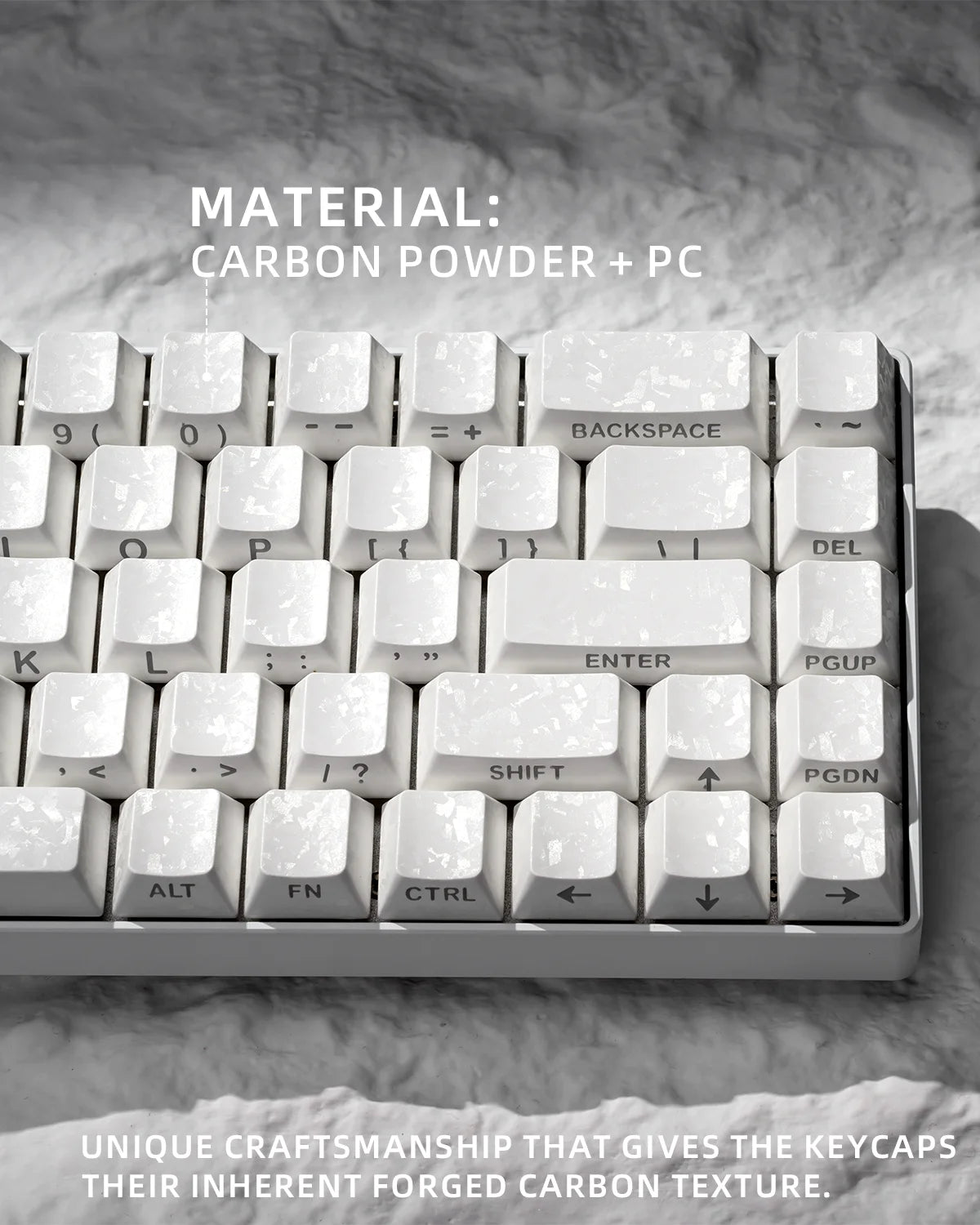 XVX White Forged Carbon Keycaps Side Print PBT Shine Through Key Cap Cherry Profile for 61/68/87/100 Keyboard 140 Keys