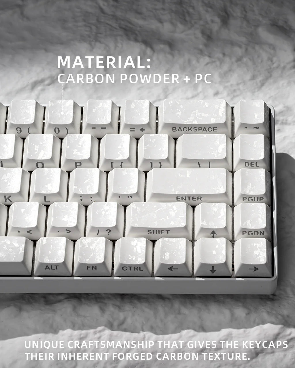 XVX White Forged Carbon Keycaps Side Print PBT Shine Through Key Cap Cherry Profile for 61/68/87/100 Keyboard 140 Keys