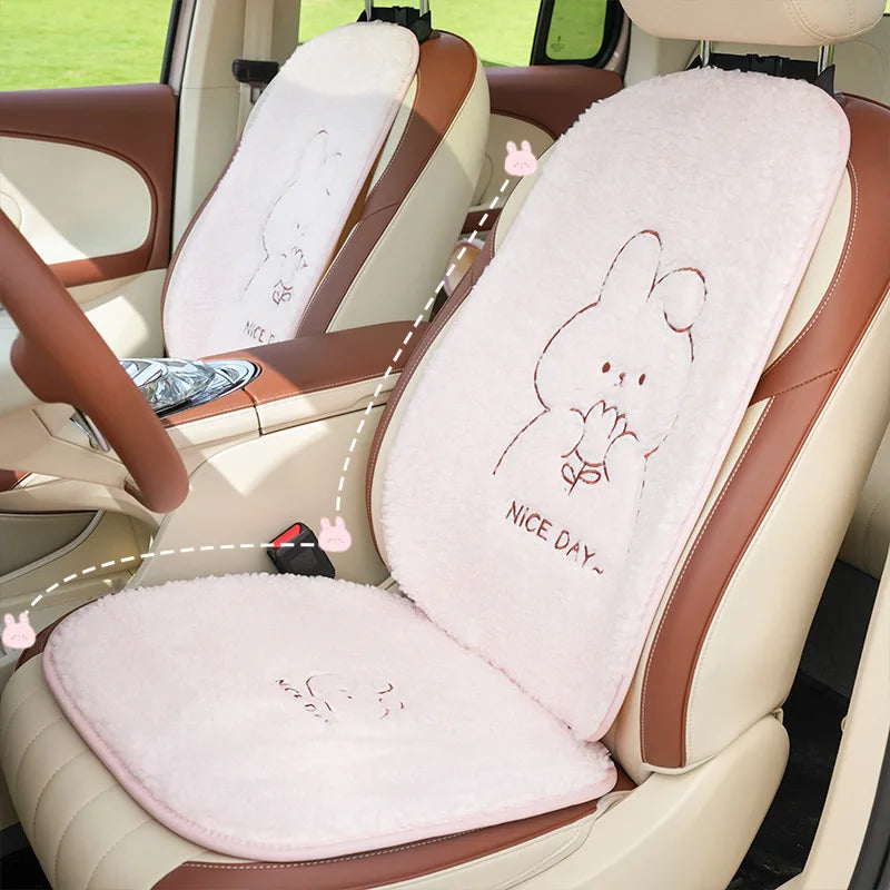 New Polar Fleece Cartoon Car Seat Cushion Pads Winter Warm Anti Slip Auto Seat Cushion Cover Decoration Interior Accessories