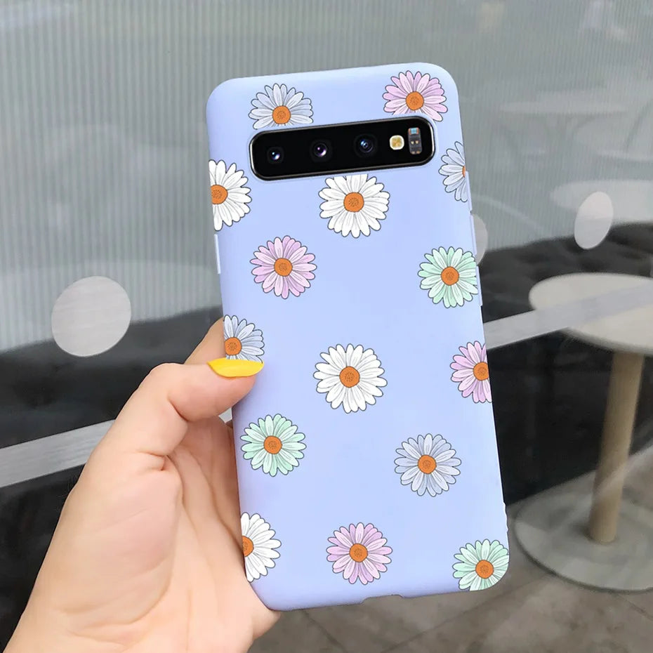 Silicon Case For Samsung Galaxy S10 Plus Phone Cover Samsung S10 S 10 S10e Flower Soft TPU Funda GalaxyS10 10e S10Plus Couqe