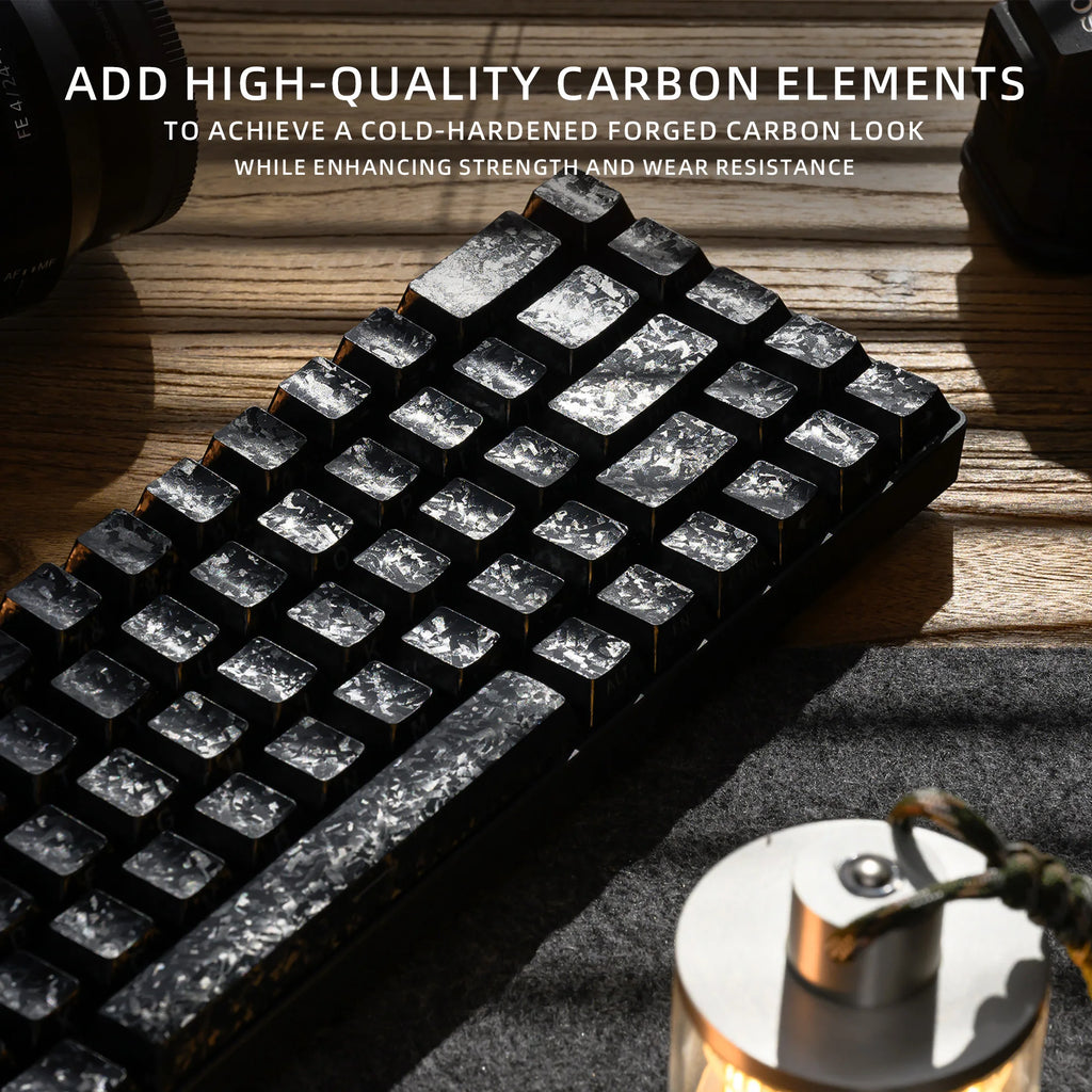 XVX White Forged Carbon Keycaps Side Print PBT Shine Through Key Cap Cherry Profile for 61/68/87/100 Keyboard 140 Keys