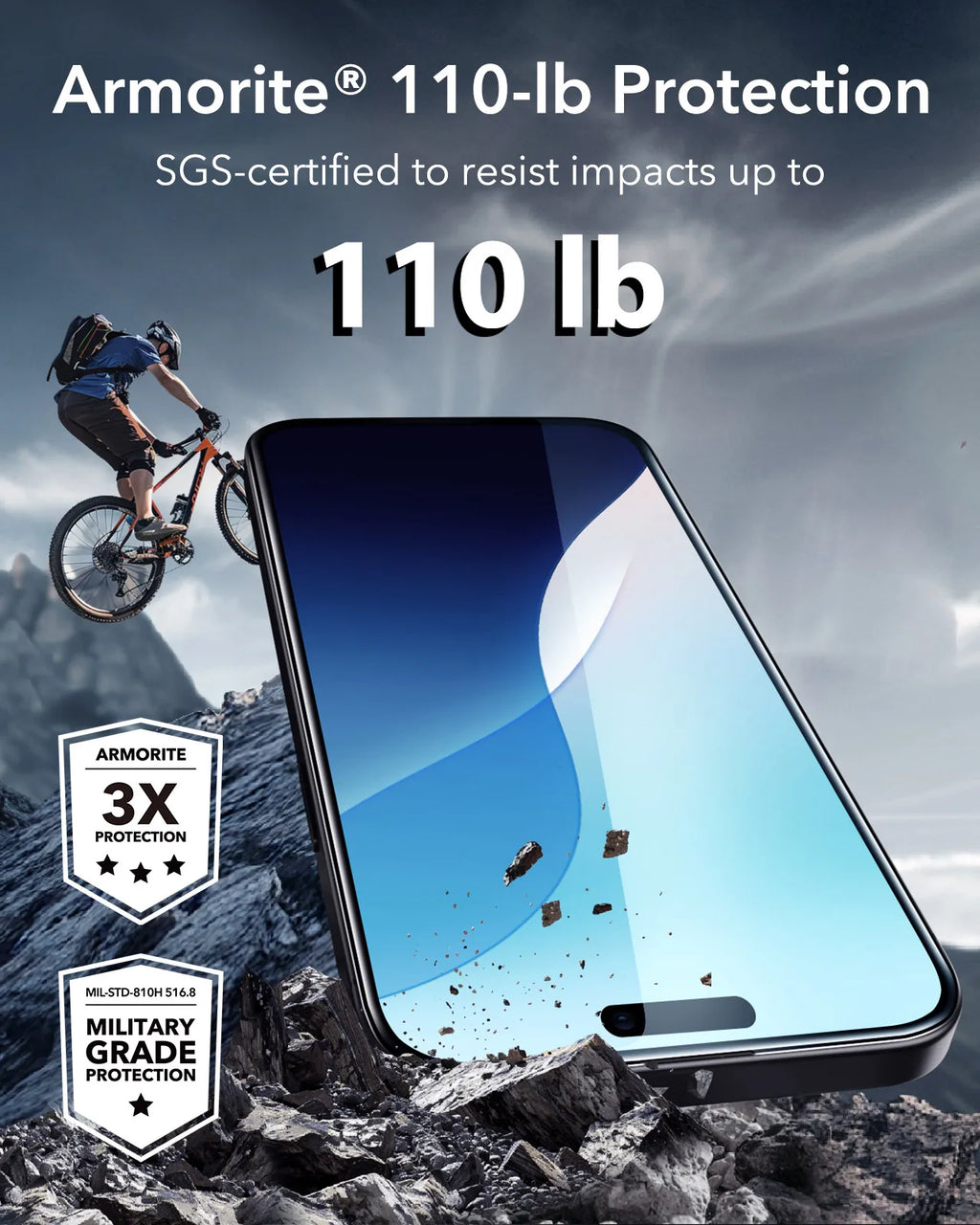 ESR for 3 Pack iPhone 17/16/15/14/13 Pro Max Screen Protector Armorite Tempered Glass Military Film HD/Privacy with Black Border