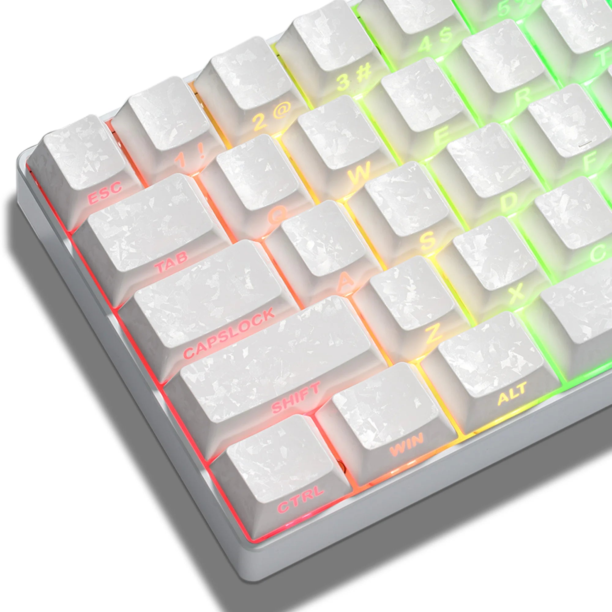 XVX White Forged Carbon Keycaps Side Print PBT Shine Through Key Cap Cherry Profile for 61/68/87/100 Keyboard 140 Keys