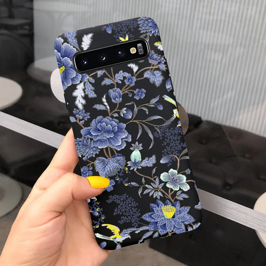 Silicon Case For Samsung Galaxy S10 Plus Phone Cover Samsung S10 S 10 S10e Flower Soft TPU Funda GalaxyS10 10e S10Plus Couqe