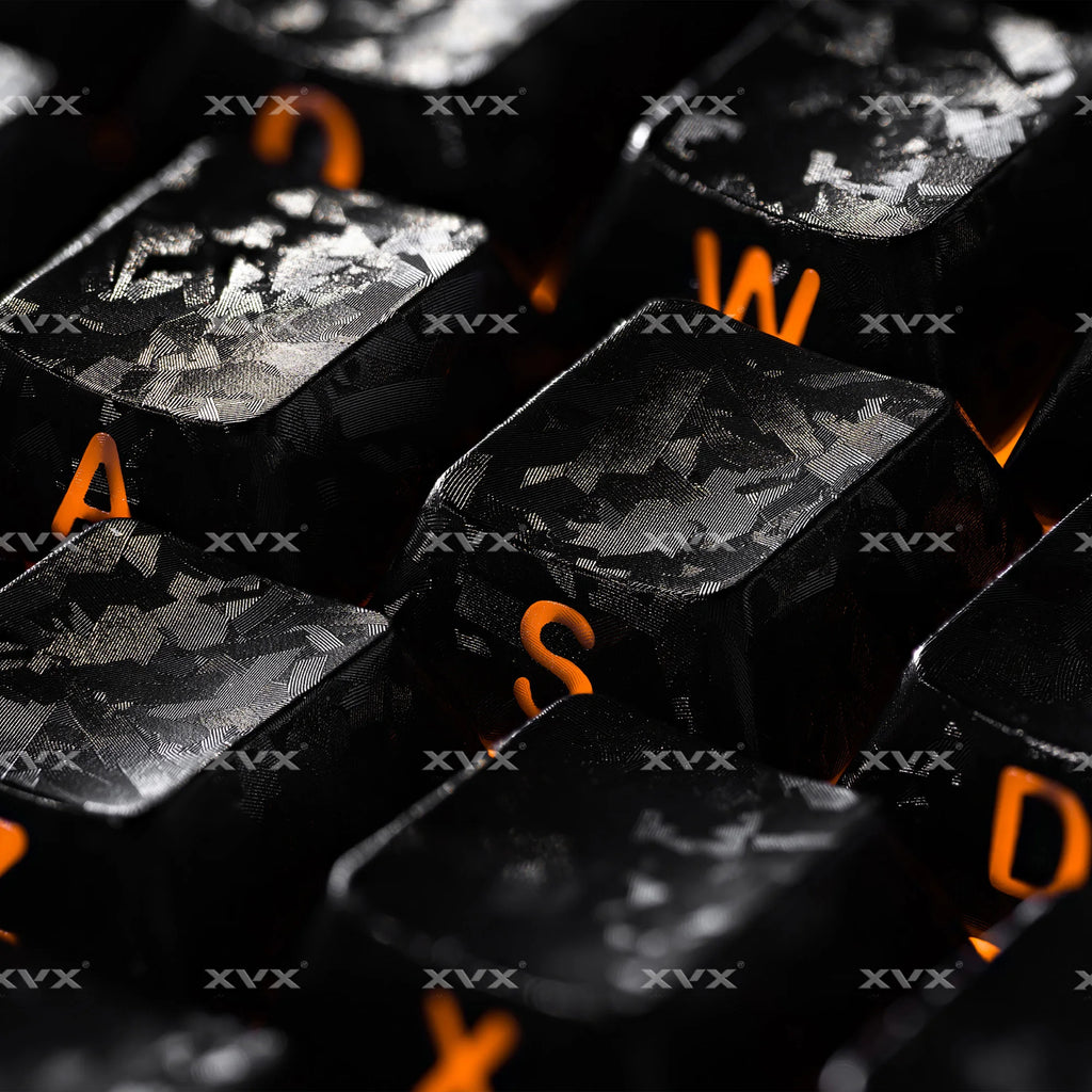 XVX White Forged Carbon Keycaps Side Print PBT Shine Through Key Cap Cherry Profile for 61/68/87/100 Keyboard 140 Keys