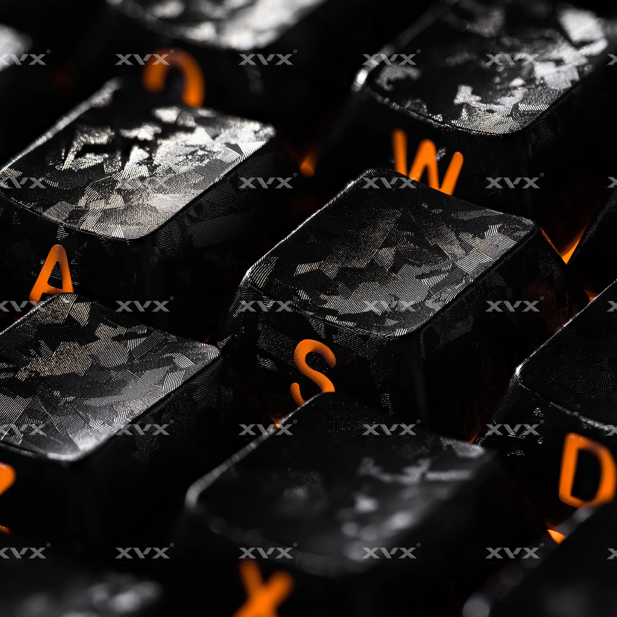 XVX White Forged Carbon Keycaps Side Print PBT Shine Through Key Cap Cherry Profile for 61/68/87/100 Keyboard 140 Keys