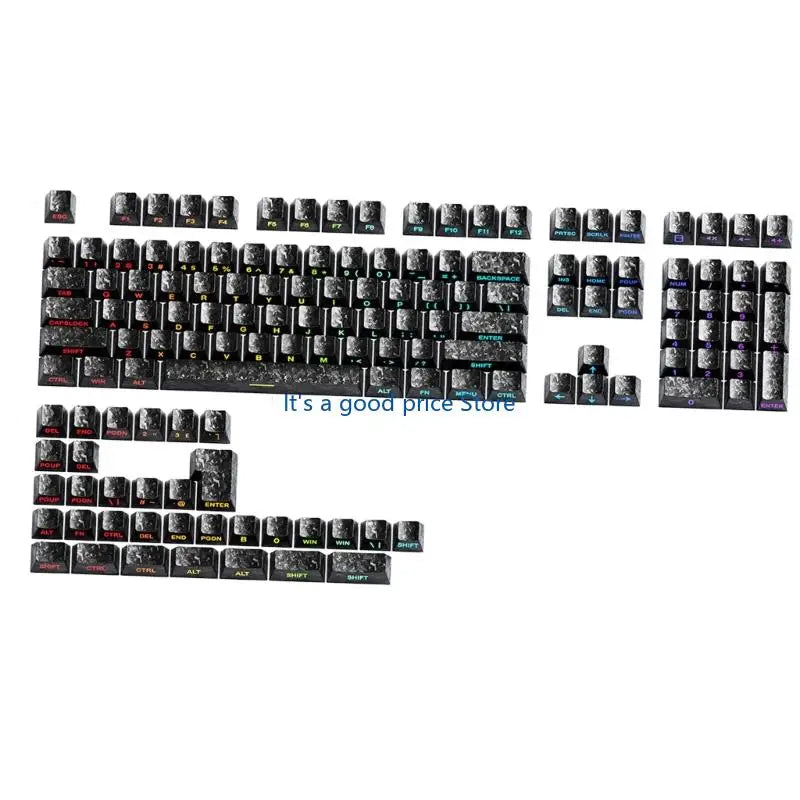 140pcs Keycaps Carbon Fiber Pattern Side Print Backlits for Mechanical Keyboard