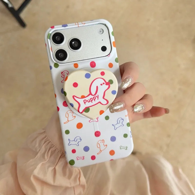 Cute Phone Case Design White Protective Hard Shell Cover with Integrated Grip Suitable Girls for iphone 17 17pro 17promax 16 15