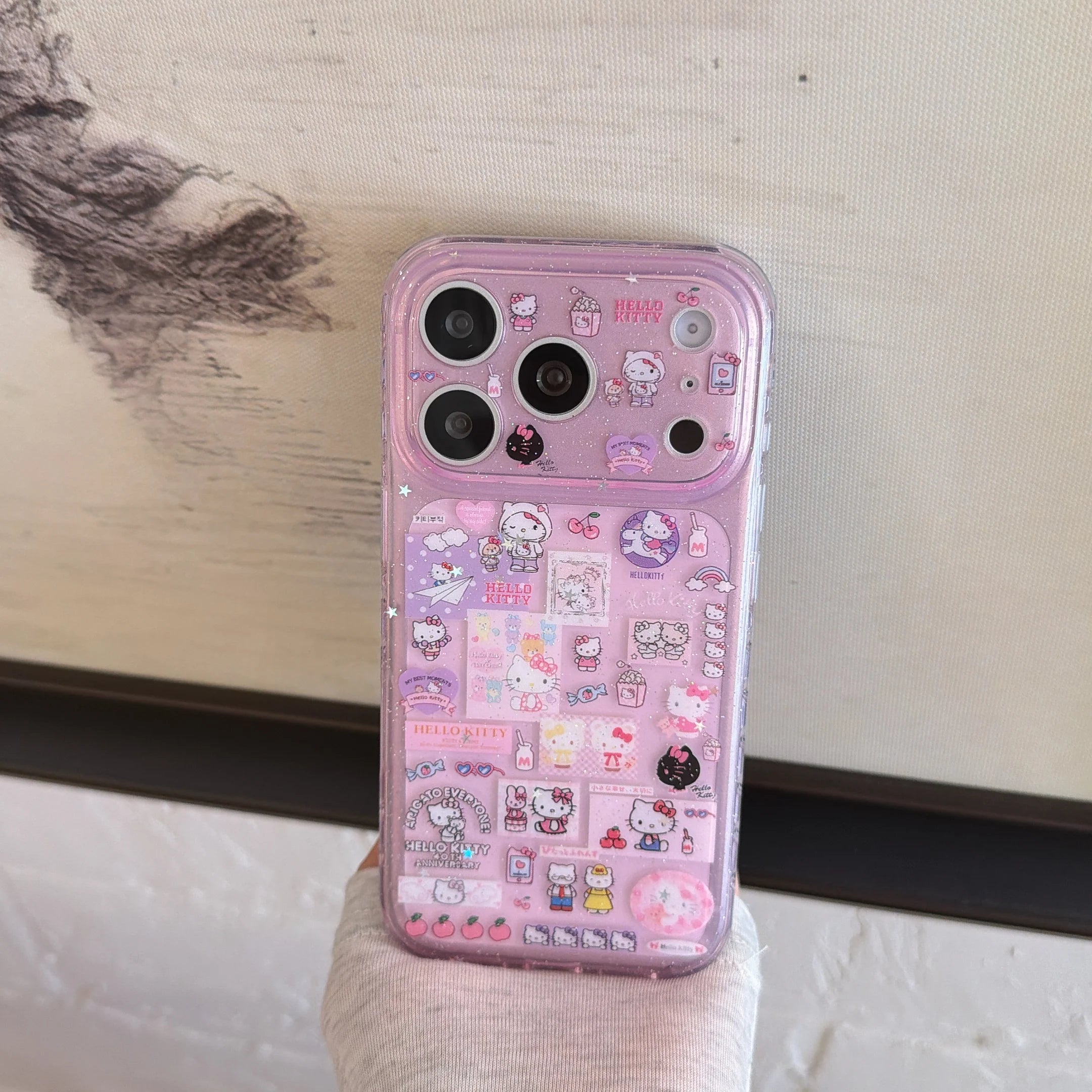 Girls Fashion Cute Cartoon For Hello Kitty Purple Case For iPhone 17 16 15 14 Pro Max Luxury Shockproof Protective Phone Cover