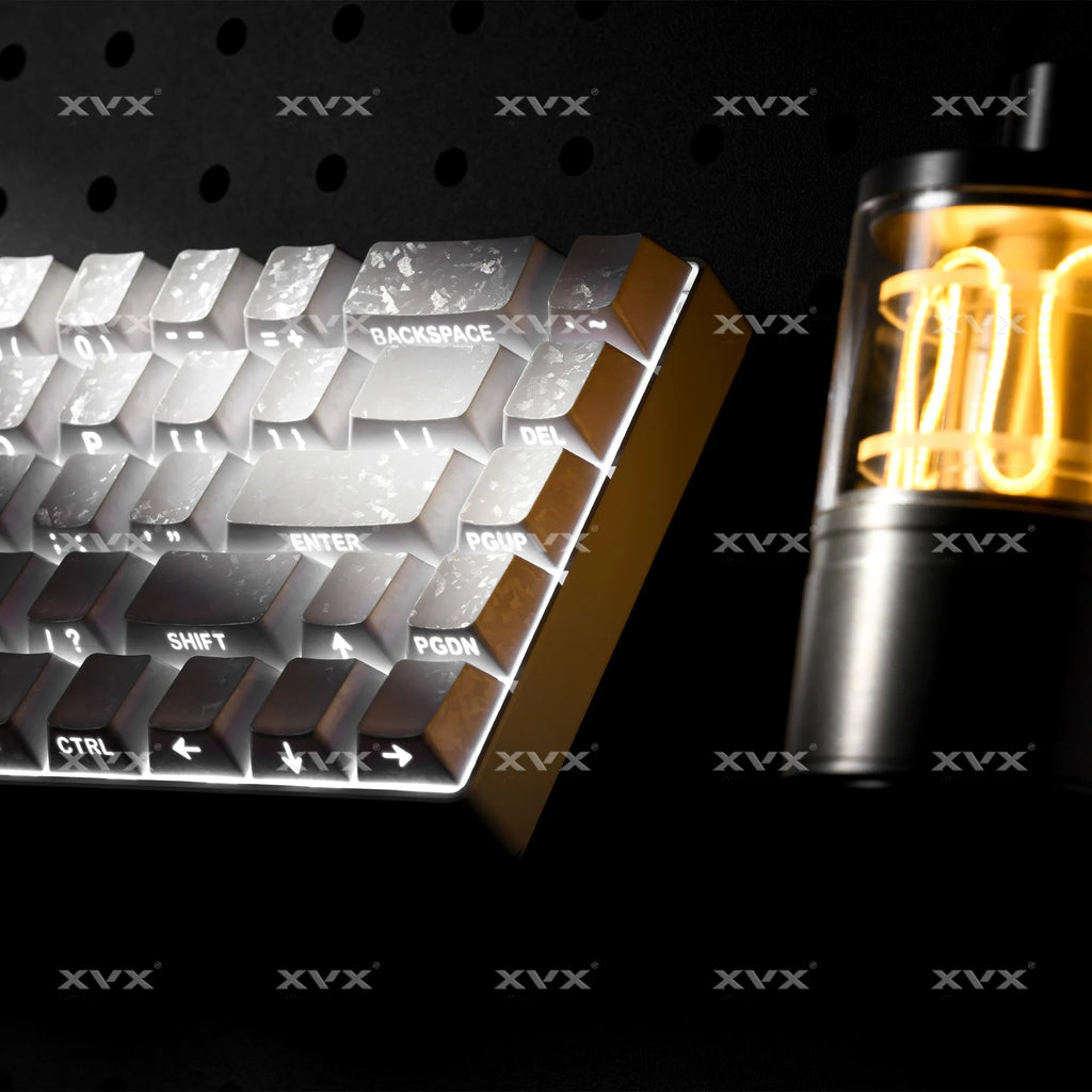XVX White Forged Carbon Keycaps Side Print PBT Shine Through Key Cap Cherry Profile for 61/68/87/100 Keyboard 140 Keys