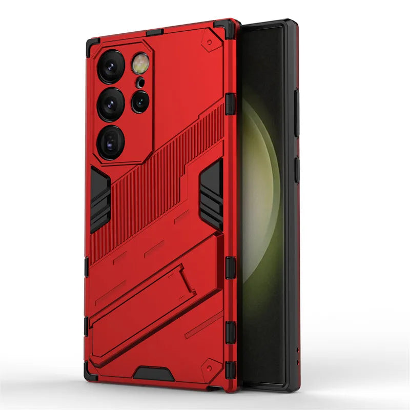 For Samsung Galaxy S24 Ultra Case Punk Armor PC Stand Holder Cases Shockproof TPU Phone Cover Samsung Galaxy S24 Plus S24 Ultra