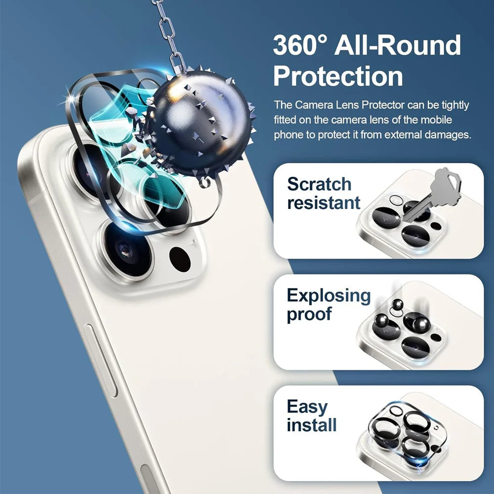 1~4Pcs Screen Protector For iPhone 17 16 15 14 Pro Max Tempered Glass iPhone 11 12 13 Mini Glass For iPhone 17 Pro Camera Film
