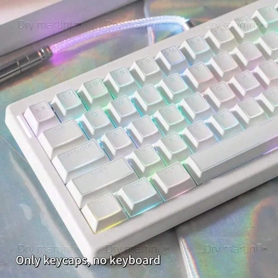 140 Keycaps White Translucent Halo Engraved Frosted Dual-Color PBT Mechanical Keyboard Keycaps