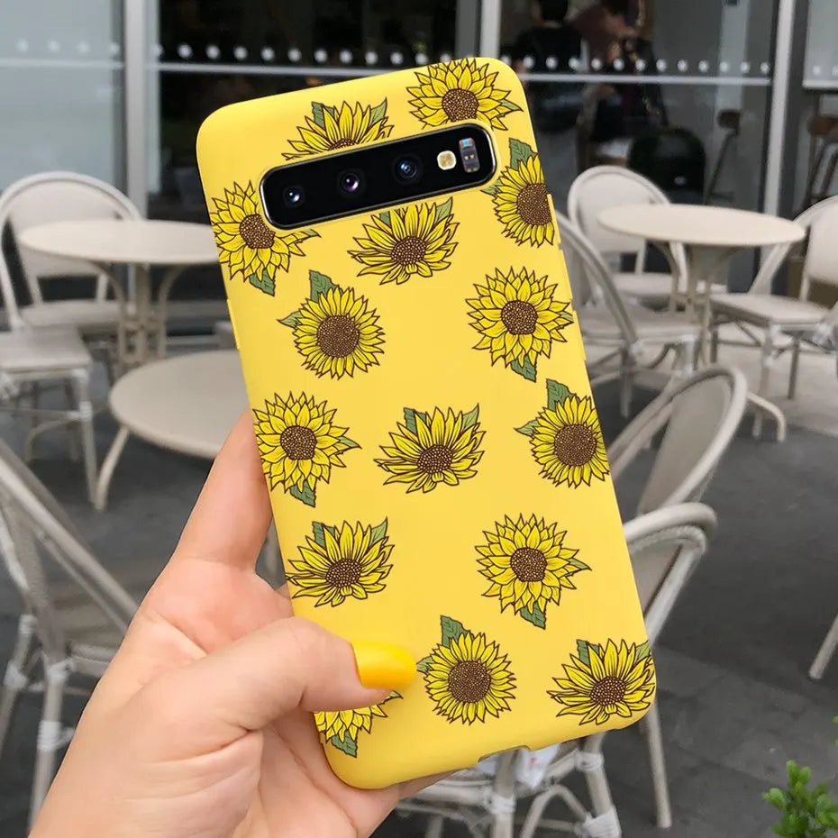 Silicon Case For Samsung Galaxy S10 Plus Phone Cover Samsung S10 S 10 S10e Flower Soft TPU Funda GalaxyS10 10e S10Plus Couqe