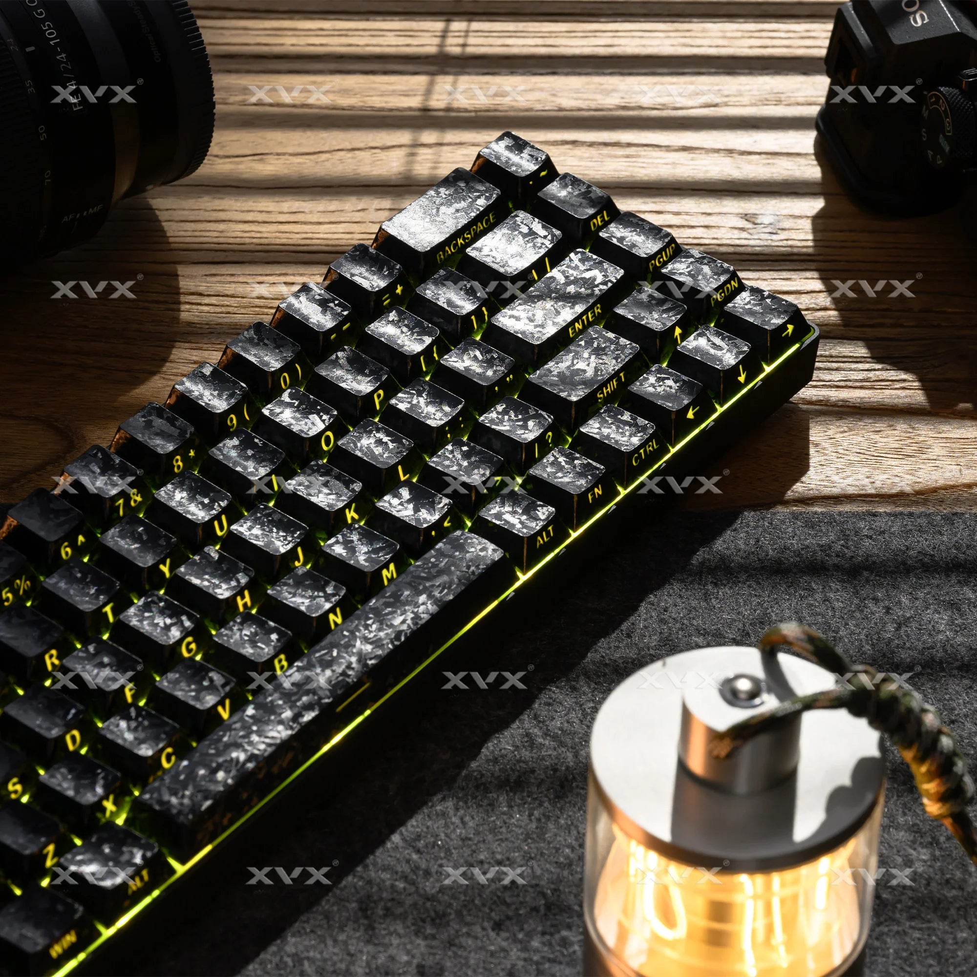 XVX White Forged Carbon Keycaps Side Print PBT Shine Through Key Cap Cherry Profile for 61/68/87/100 Keyboard 140 Keys