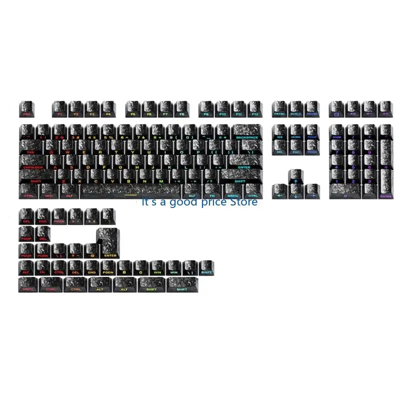 140pcs Keycaps Carbon Fiber Pattern Side Print Backlits for Mechanical Keyboard