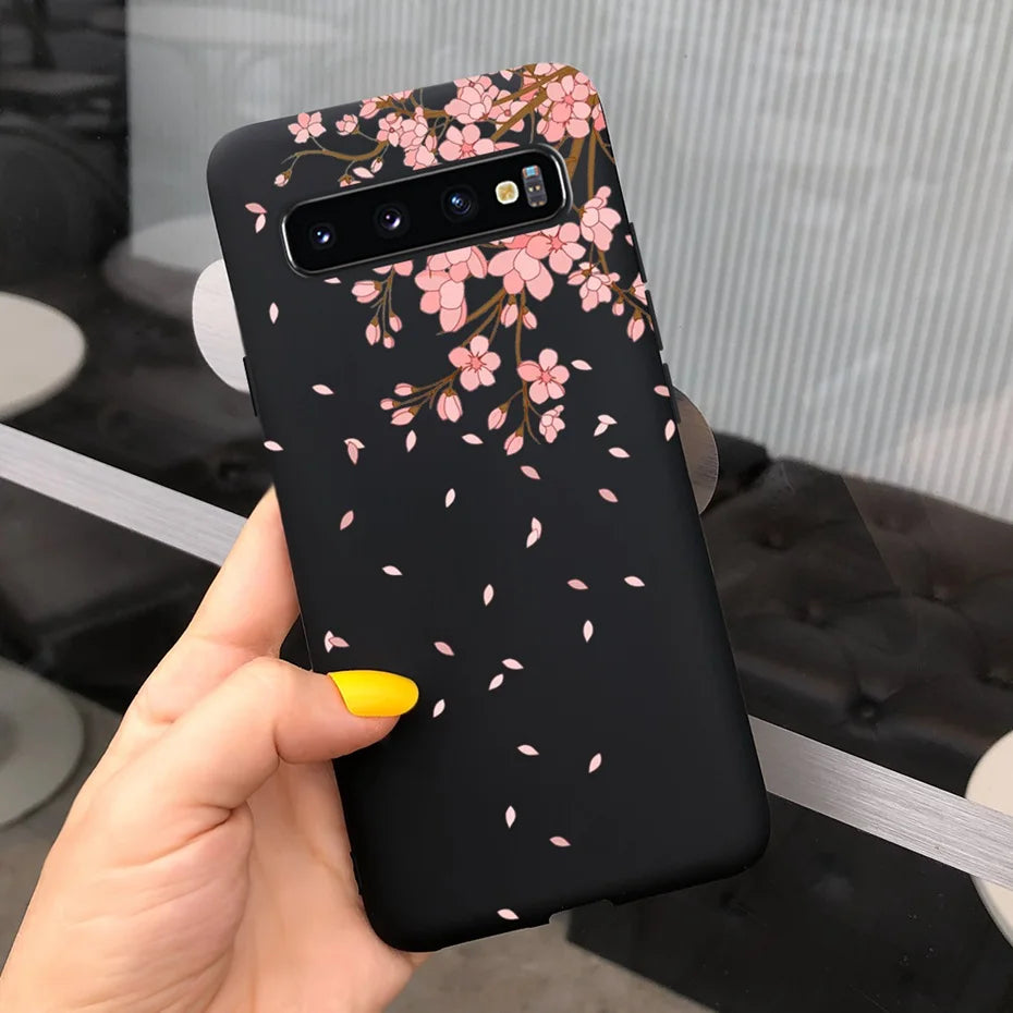 Silicon Case For Samsung Galaxy S10 Plus Phone Cover Samsung S10 S 10 S10e Flower Soft TPU Funda GalaxyS10 10e S10Plus Couqe