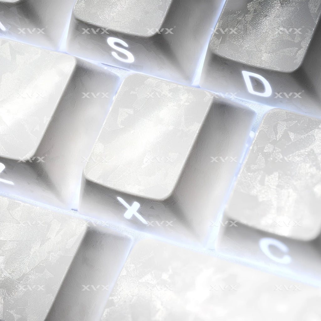 XVX White Forged Carbon Keycaps Side Print PBT Shine Through Key Cap Cherry Profile for 61/68/87/100 Keyboard 140 Keys