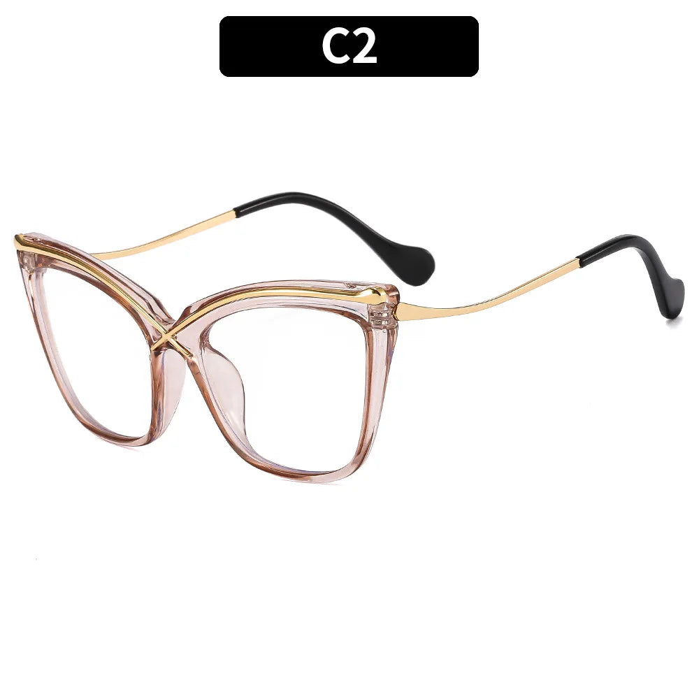 New Fashion Retro Anti Blue Light Cat Eye Glasses For Women Vintage Ladies Clear Computer Reding Eyeglasses Trending Wholesale