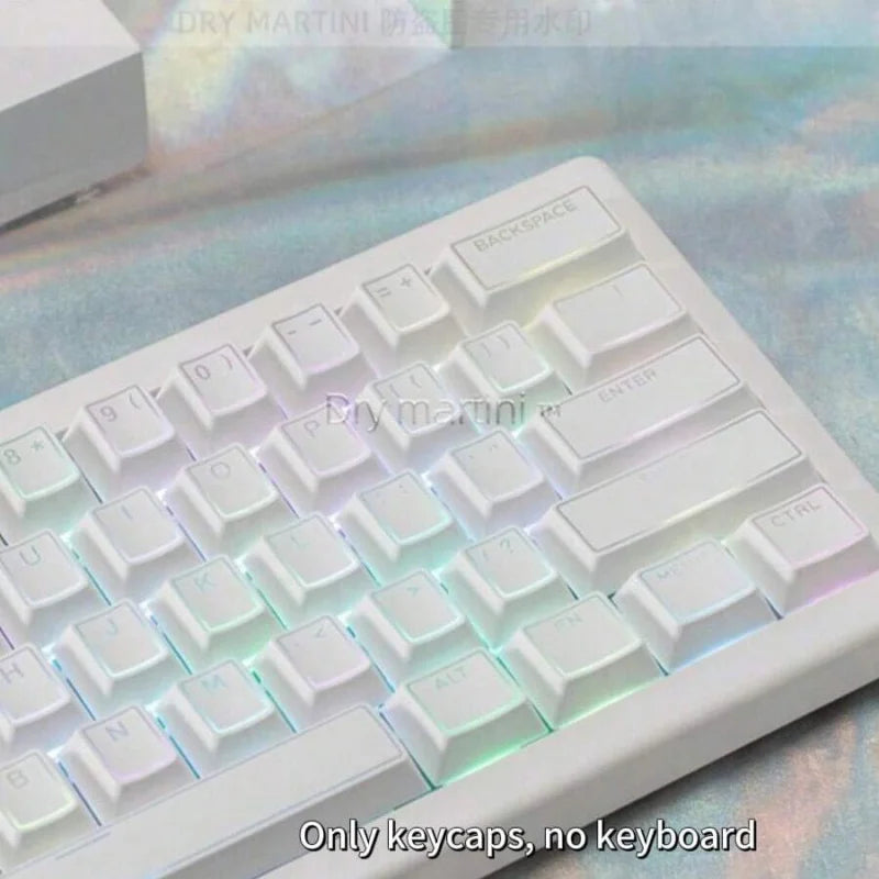 140 Keycaps White Translucent Halo Engraved Frosted Dual-Color PBT Mechanical Keyboard Keycaps