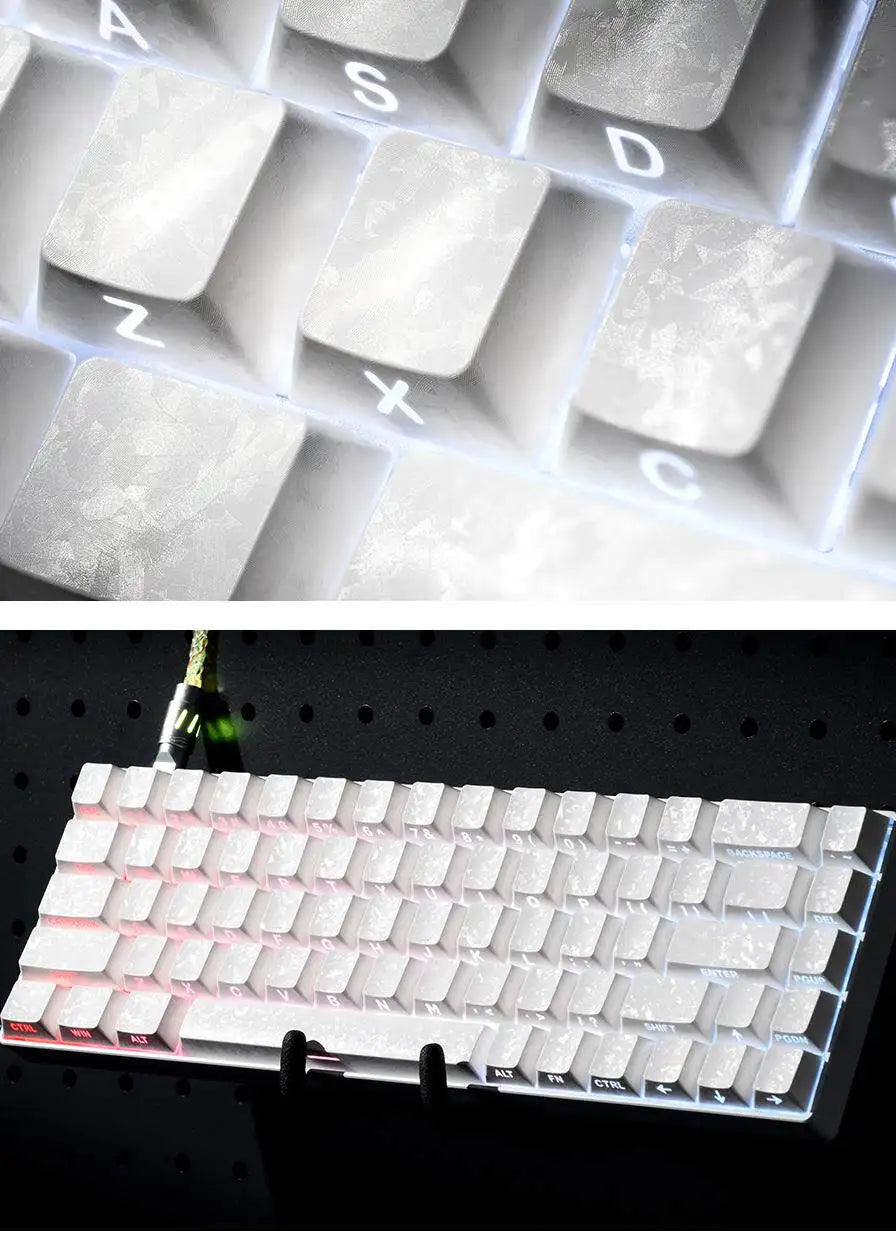 Carbon fiber white ice carbon pattern keycap transparent ev63 keyboard side engraved wootingAce68 keycap