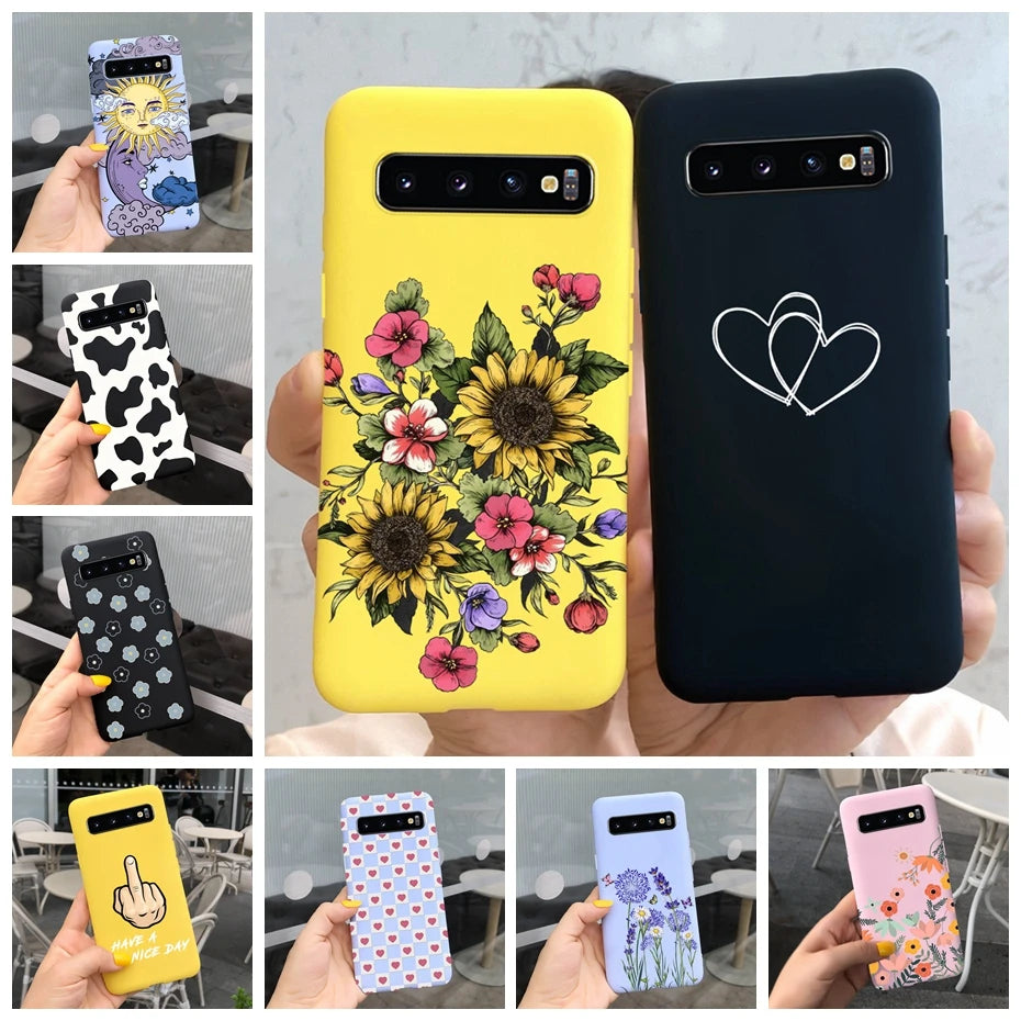 Silicon Case For Samsung Galaxy S10 Plus Phone Cover Samsung S10 S 10 S10e Flower Soft TPU Funda GalaxyS10 10e S10Plus Couqe