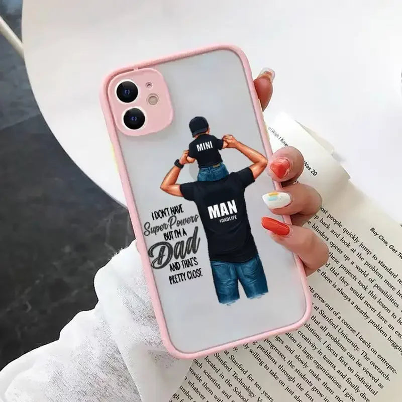 Fashion Girls Phone Case for iPhone 15 14 13 12 11 Pro Max Coque for iPhone XR X XS Mini 7 8 Plus Super Mom Baby Pink Cover