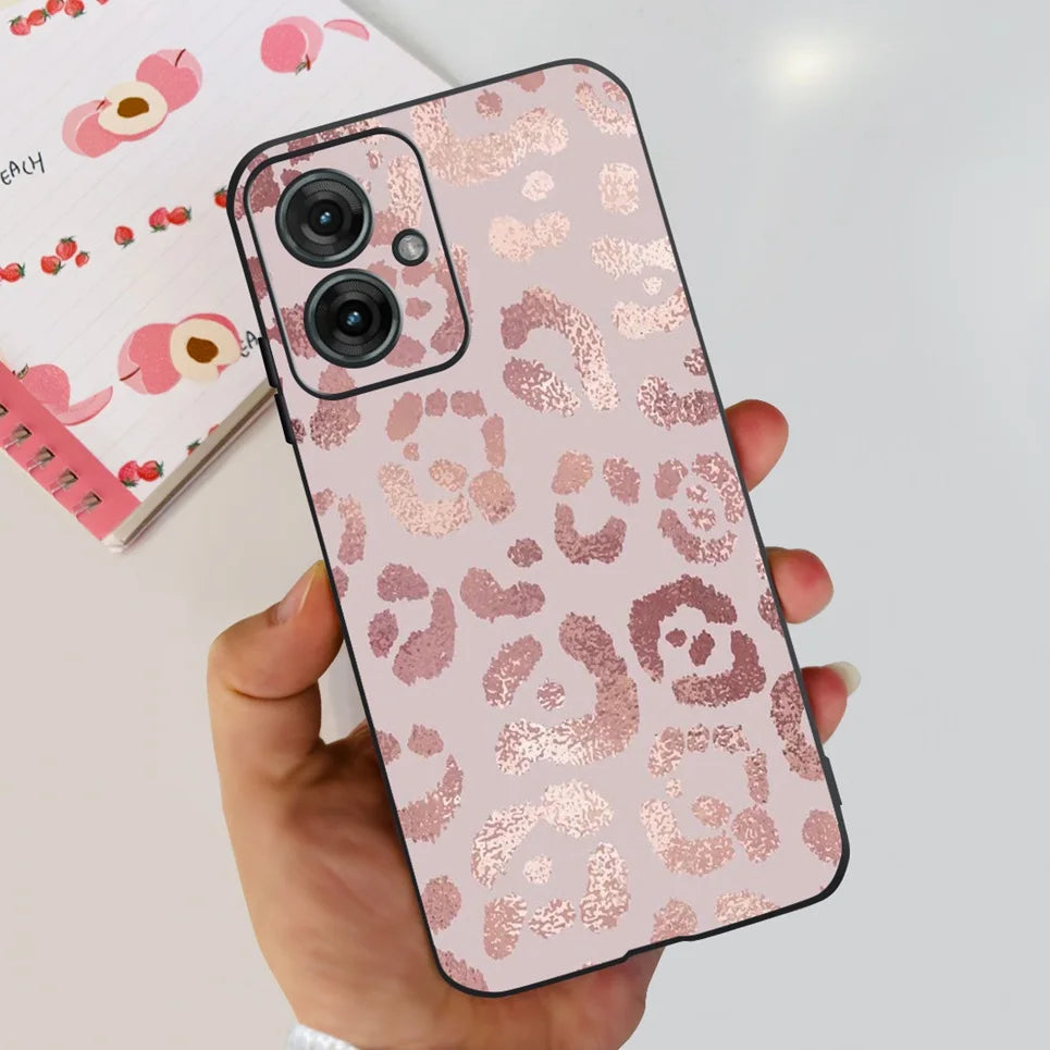 Flower Butterfly Women Fashion Back Cover For Motorola Moto G55 G85 G5 Phone Funda Black Matte Soft TPU Black Silicone