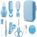 9pcs/pack Baby Grooming Kit with Travel Case,Safety Care Set with- Feeding Dropper,Nose Cleaner, Nail Clippers, Comb,Brushes,etc