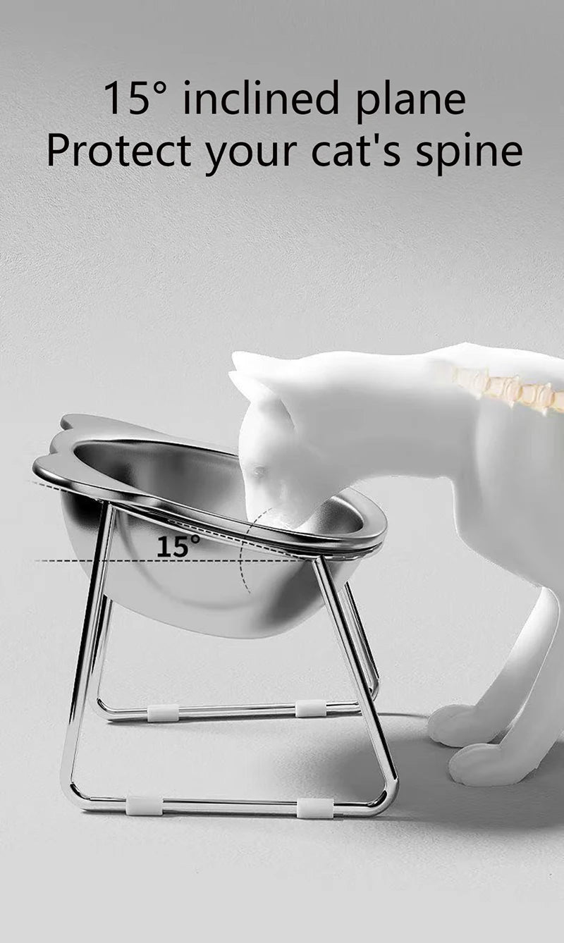 Tilted Cat Bowl Stainless Steel Cat Food Bowls with Metal Stand Food and Water Dish for Cats Kitten Puppies Feeders Cat Supplies