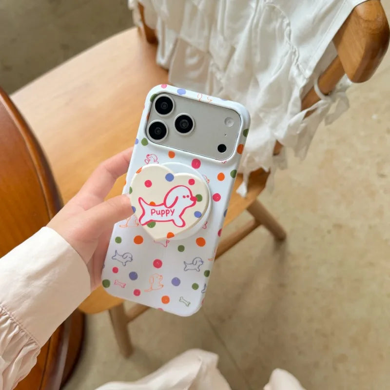 Cute Phone Case Design White Protective Hard Shell Cover with Integrated Grip Suitable Girls for iphone 17 17pro 17promax 16 15