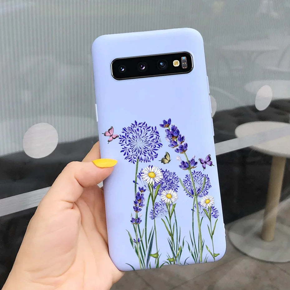 Silicon Case For Samsung Galaxy S10 Plus Phone Cover Samsung S10 S 10 S10e Flower Soft TPU Funda GalaxyS10 10e S10Plus Couqe