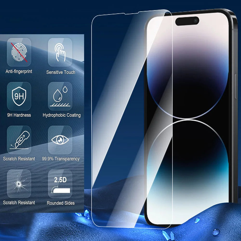1~4Pcs Screen Protector For iPhone 17 16 15 14 Pro Max Tempered Glass iPhone 11 12 13 Mini Glass For iPhone 17 Pro Camera Film