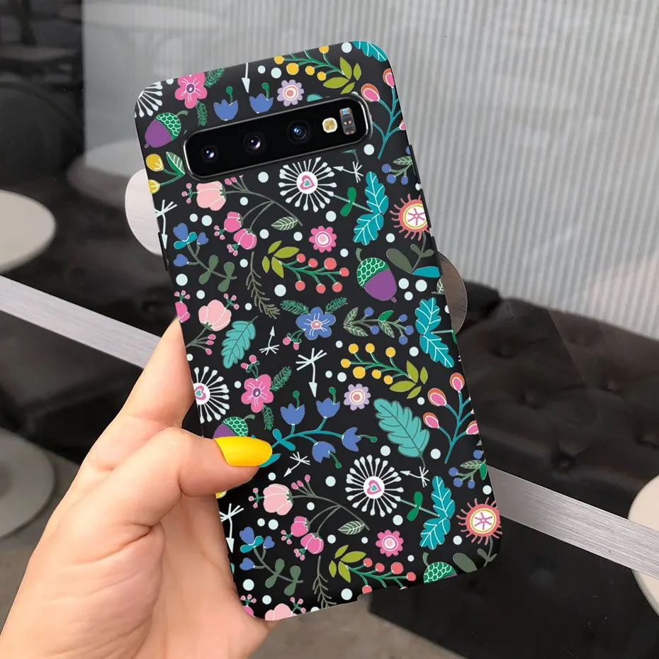 Silicon Case For Samsung Galaxy S10 Plus Phone Cover Samsung S10 S 10 S10e Flower Soft TPU Funda GalaxyS10 10e S10Plus Couqe