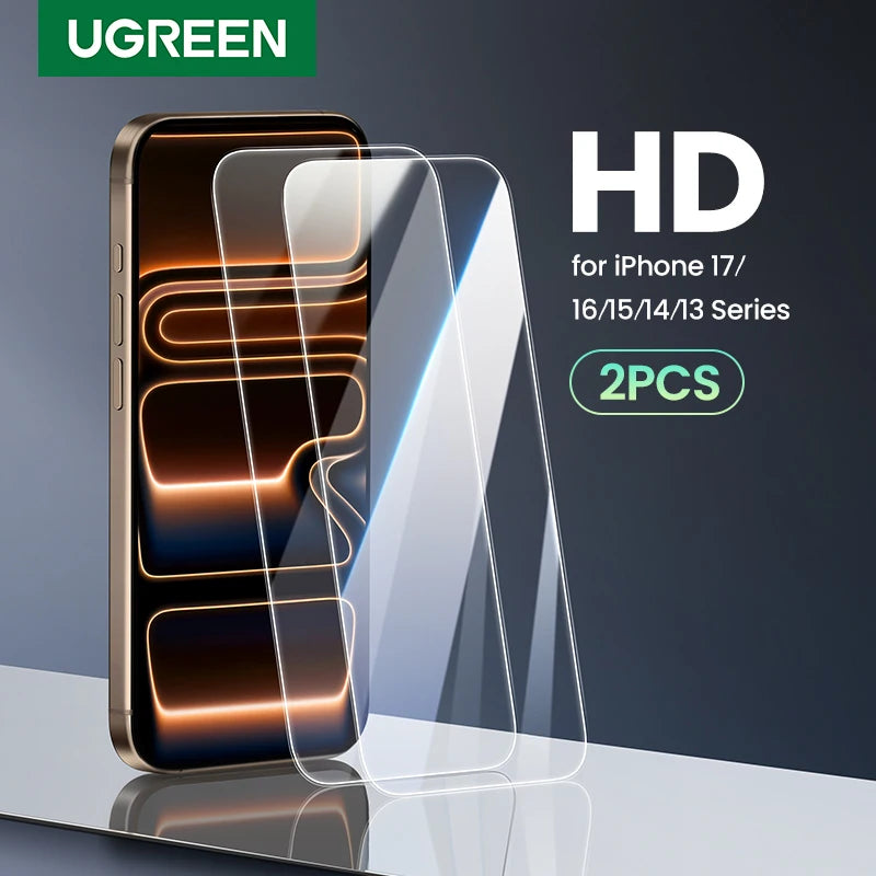 UGREEN 2PCS Screen Protector For iPhone 17 16 15 14 13 12 Pro Max Tempered Glass For iPhone 16 Plus Screen Protectors 15pro Film