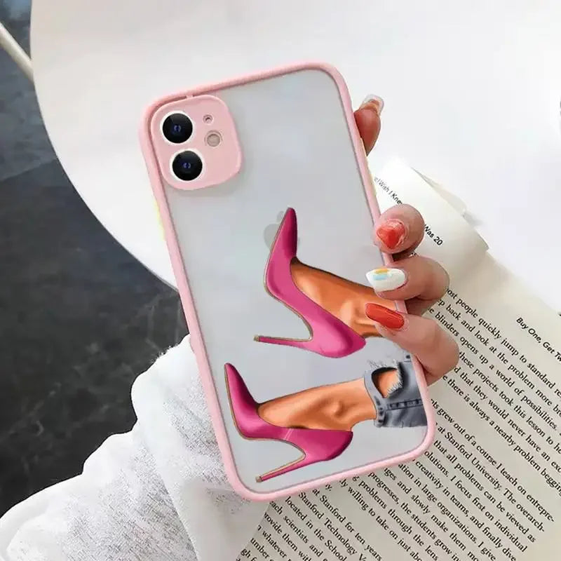 Fashion Girls Phone Case for iPhone 15 14 13 12 11 Pro Max Coque for iPhone XR X XS Mini 7 8 Plus Super Mom Baby Pink Cover