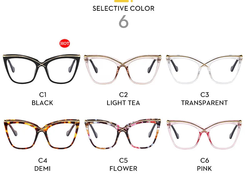 New Fashion Retro Anti Blue Light Cat Eye Glasses For Women Vintage Ladies Clear Computer Reding Eyeglasses Trending Wholesale