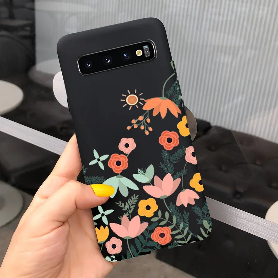 Silicon Case For Samsung Galaxy S10 Plus Phone Cover Samsung S10 S 10 S10e Flower Soft TPU Funda GalaxyS10 10e S10Plus Couqe