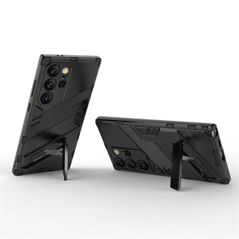 For Samsung Galaxy S24 Ultra Case Punk Armor PC Stand Holder Cases Shockproof TPU Phone Cover Samsung Galaxy S24 Plus S24 Ultra