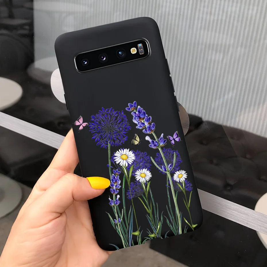 Silicon Case For Samsung Galaxy S10 Plus Phone Cover Samsung S10 S 10 S10e Flower Soft TPU Funda GalaxyS10 10e S10Plus Couqe