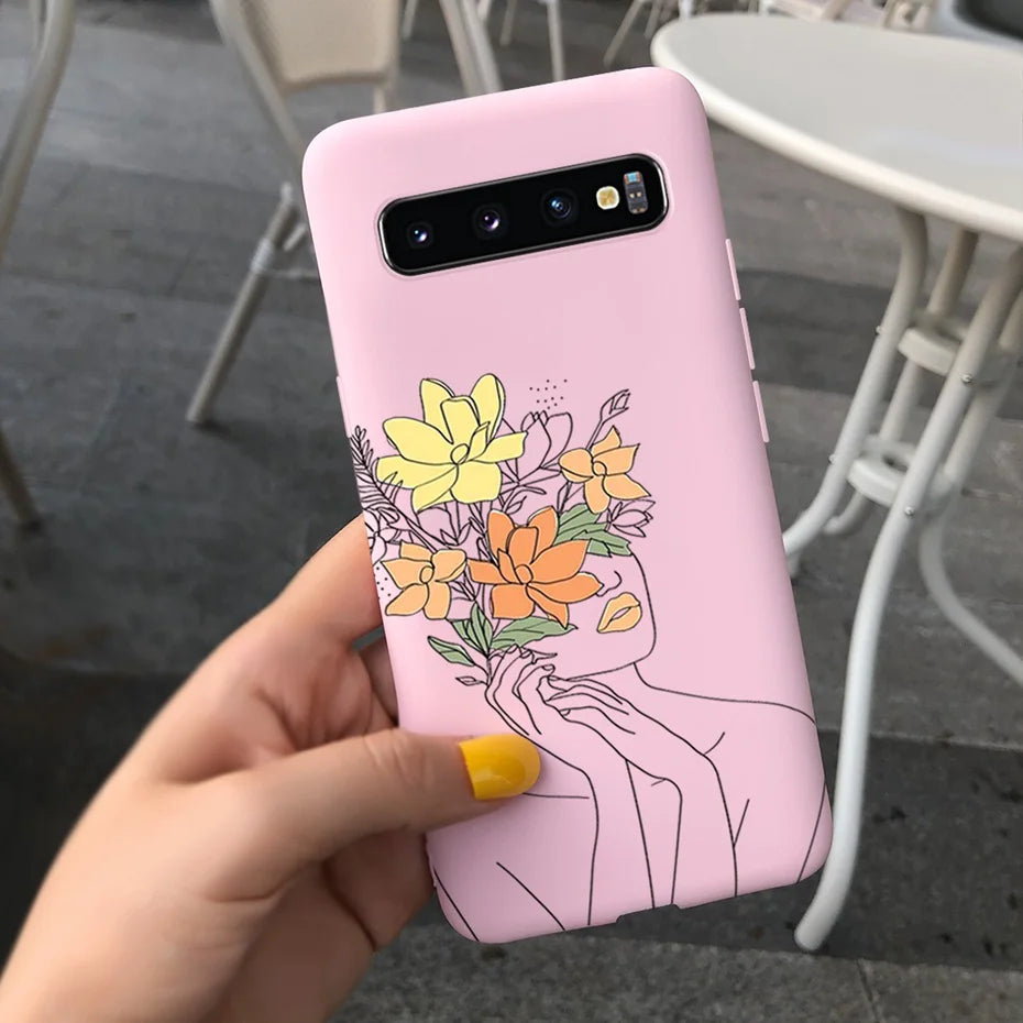 Silicon Case For Samsung Galaxy S10 Plus Phone Cover Samsung S10 S 10 S10e Flower Soft TPU Funda GalaxyS10 10e S10Plus Couqe