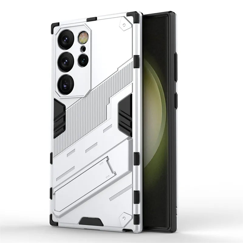 For Samsung Galaxy S24 Ultra Case Punk Armor PC Stand Holder Cases Shockproof TPU Phone Cover Samsung Galaxy S24 Plus S24 Ultra
