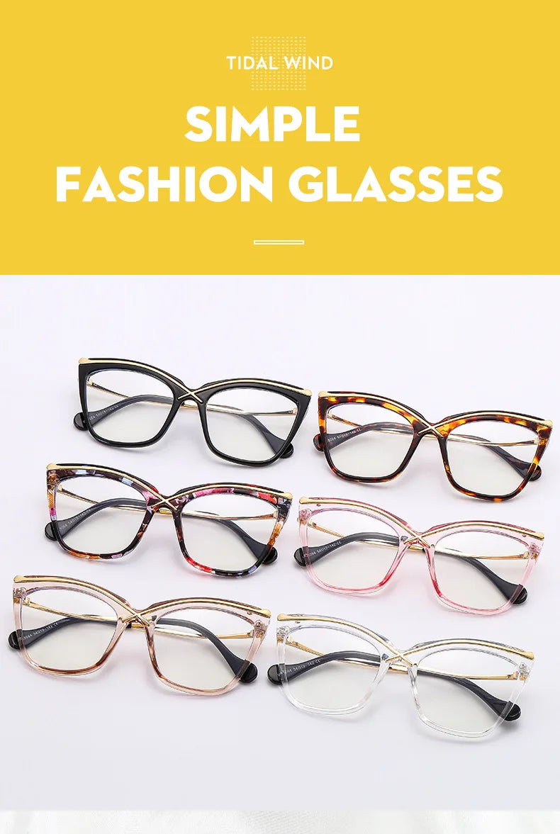 New Fashion Retro Anti Blue Light Cat Eye Glasses For Women Vintage Ladies Clear Computer Reding Eyeglasses Trending Wholesale
