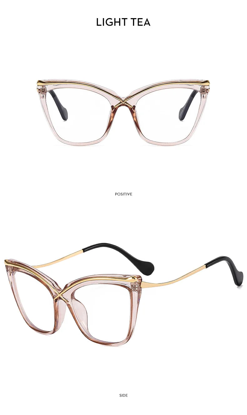 New Fashion Retro Anti Blue Light Cat Eye Glasses For Women Vintage Ladies Clear Computer Reding Eyeglasses Trending Wholesale
