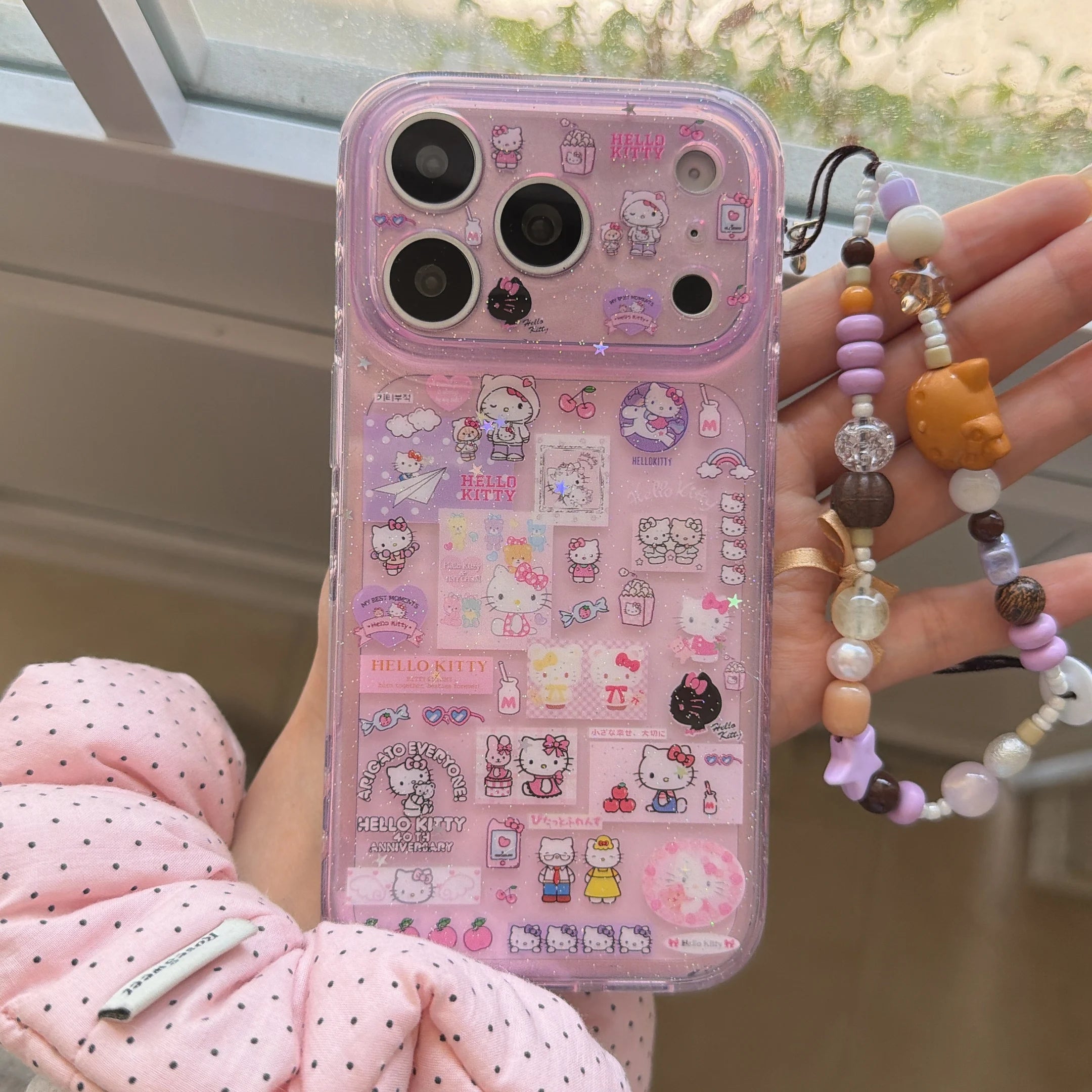 Girls Fashion Cute Cartoon For Hello Kitty Purple Case For iPhone 17 16 15 14 Pro Max Luxury Shockproof Protective Phone Cover